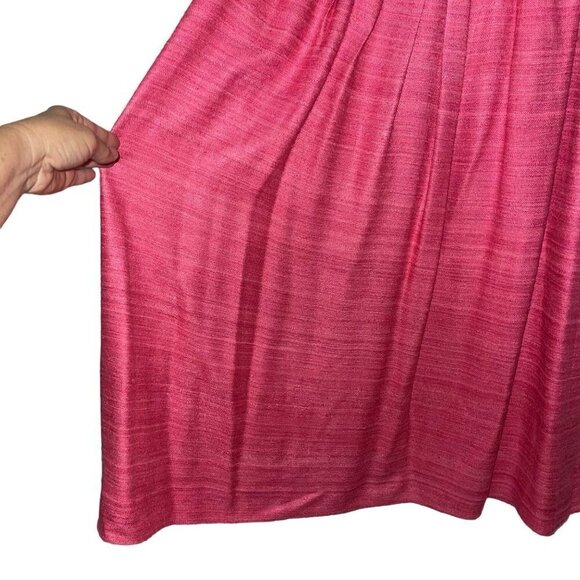 Jaxsport Vintage Womens A Line Midi Skirt Size 12 Pink Pleated Lined Pure Silk - Picture 11 of 13
